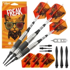 VIPER FREAK 18 GRAMS SOFT TIP DARTS SET 2BA SHAFTS AND TIPS FLIGHTS 