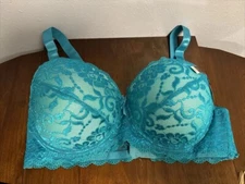 New  Sofra 42DD Floral Laced Cup Full Coverage Underwire Bra Teal