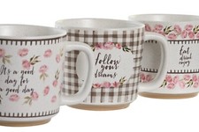 Große Tassen Kaffeebecher Vintage 3er Set Landhaus Jumbo-Tassen Becher XXL 400ml