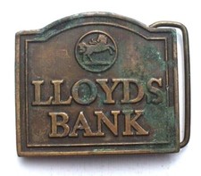 Vintage 1976 HPC Lloyd's Bank Metal Bronze Western Cowboy Belt Buckle