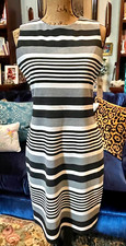 Ladies new with tags Calvin Klein black, white and gray striped dress size 6