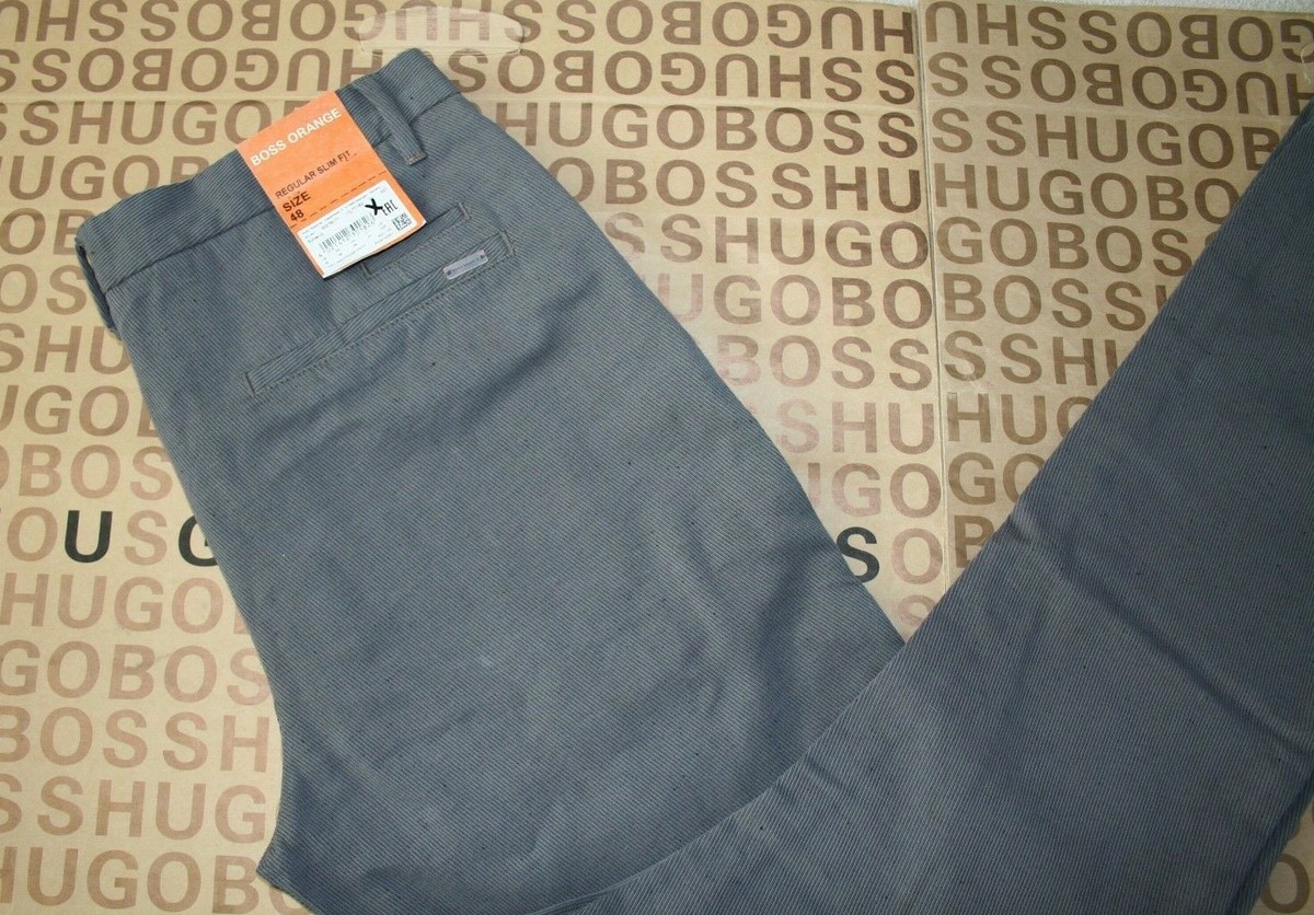 Hugo Boss Grey Regular Slim Fit Corduroy Trouser Chino Pants Jeans