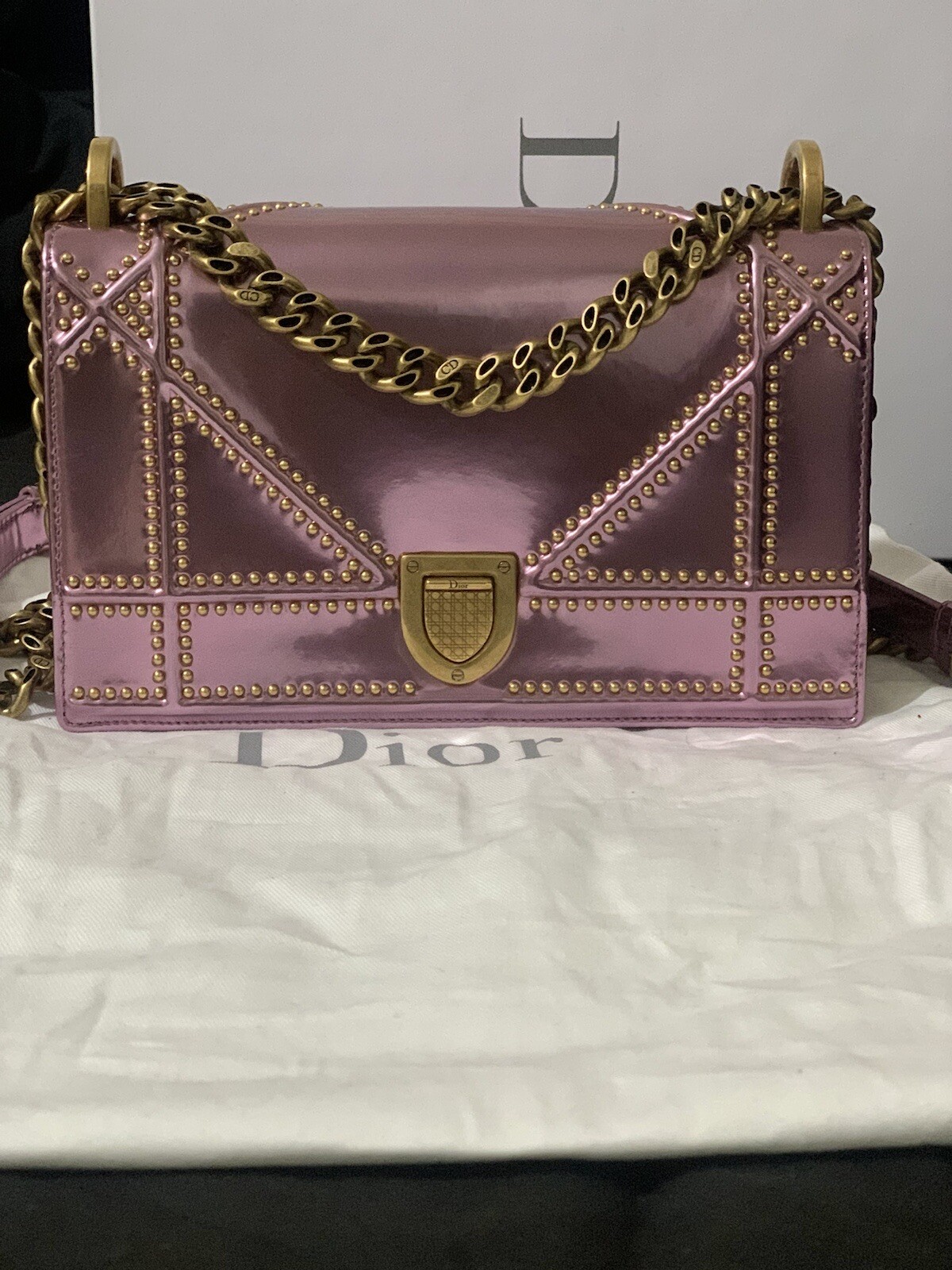 Dior Diorama Mirror Metallic Calfskin Bag Brand New With Box Dustbag RRP £2,600 image 2