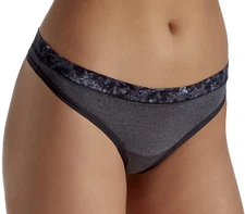 MAIDENFORM Sport Charcoal Grey Black Breathable Thong Panty Womens Sz S 5 2XL 9