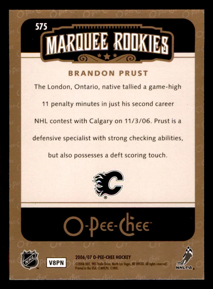 2006-07 O-Pee-Chee #575 Brandon Prust RC - Image 2 of 2