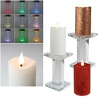 Led Wachs-Kerze 3D-Flamme MAGIE mit TIMER inkl Glas Kerzen-Ständer beleuchtet
