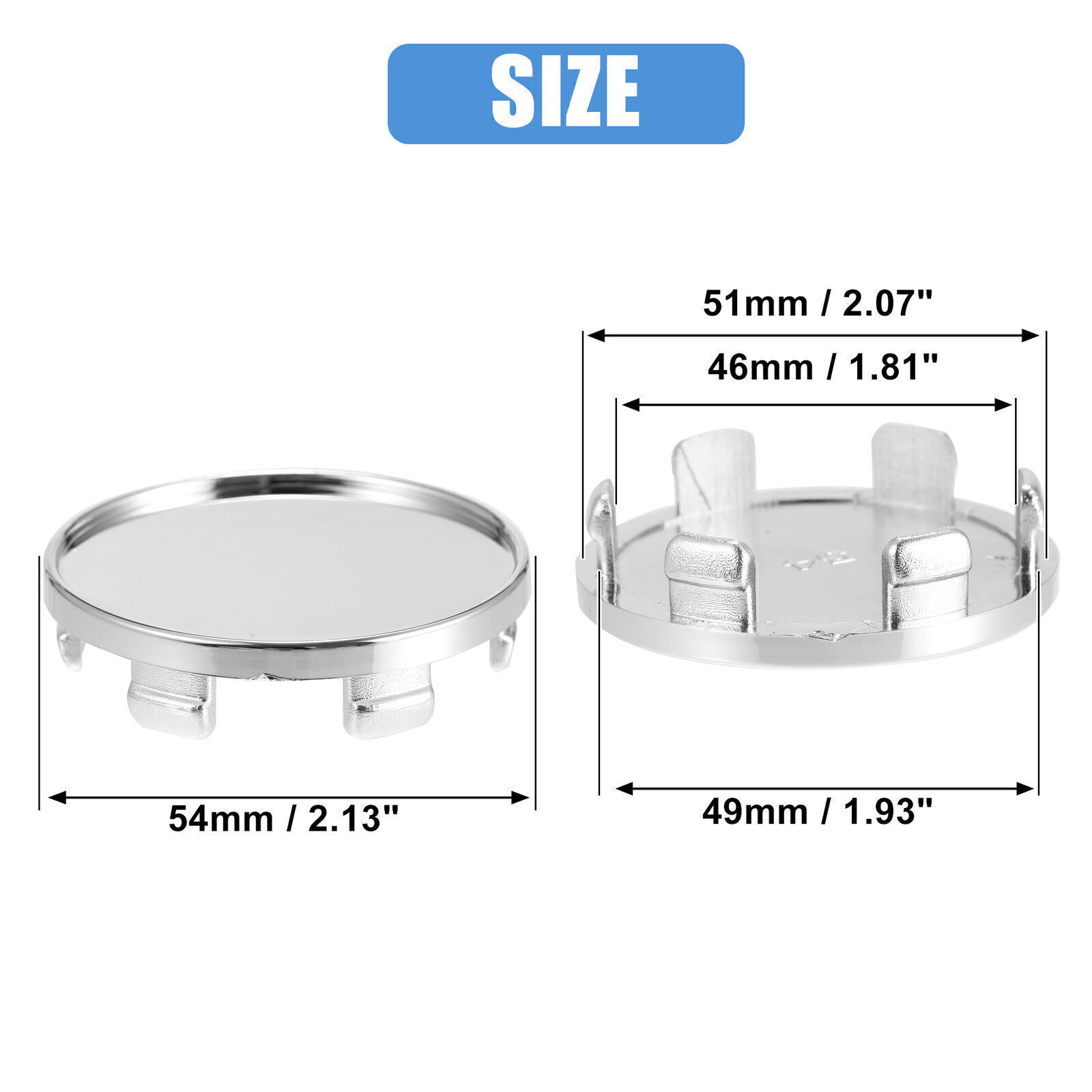 US FOUR 54mm Dia 6 Clips Wheel Tyre Center Hub Caps Cover Car Universal US