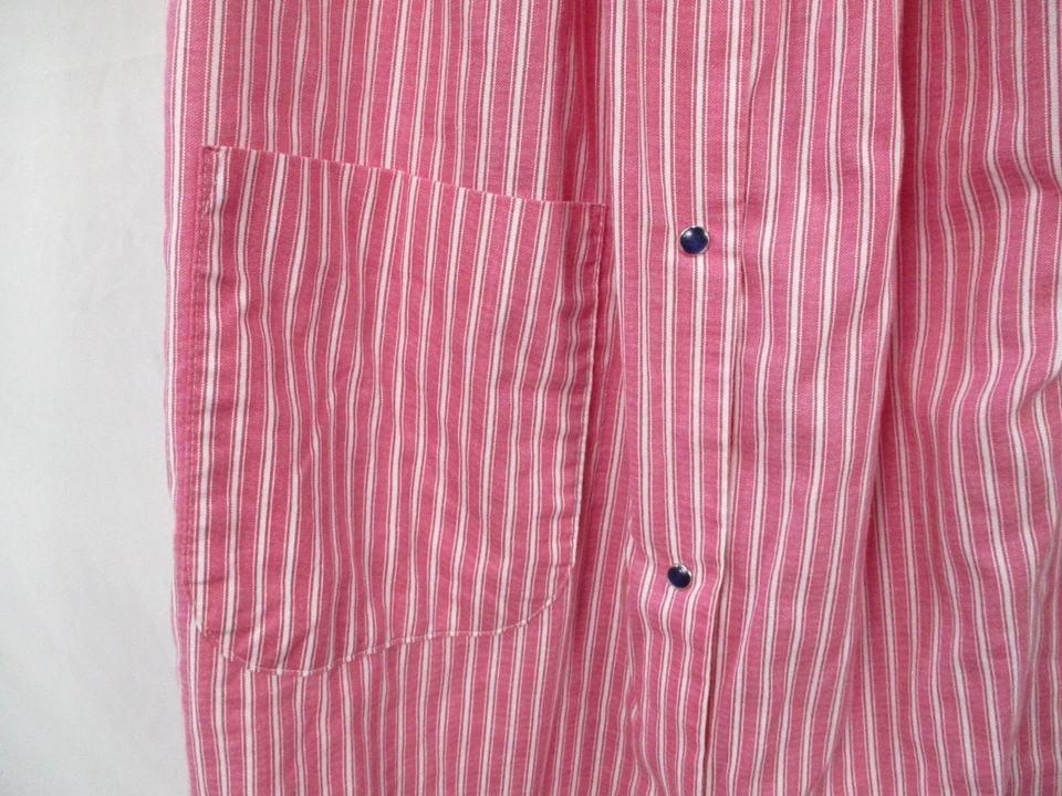 Vestido Vanity Fair para mujer grande rojo a rayas manga corta botón algodón a presión Foto 4 de 4