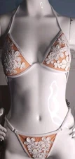Floral Applics 2-Piece High Cut Bikini Swim Set Size Large 