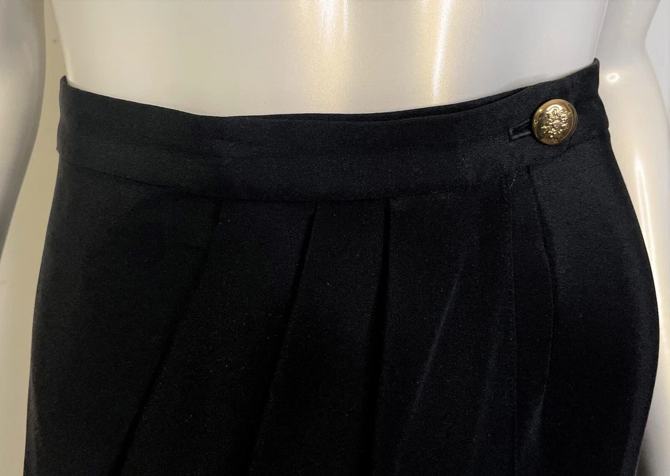 Falda envolvente negra Adolfo Saks Fifth Ave L 12 14 plisada frontal asimétrica vintage Foto 2 de 4