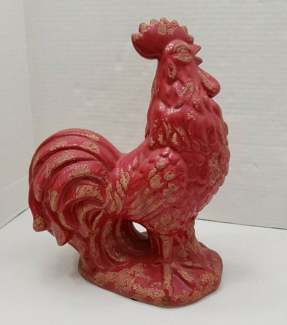 New Hobby Lobby Tall Kitchen Decor Red Chicken Rooster Sculpture Art