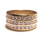 14k Yellow gold 1.30CT 3 Row VS2 G diamond anniversary wedding band ring 6.7g — photo 1
