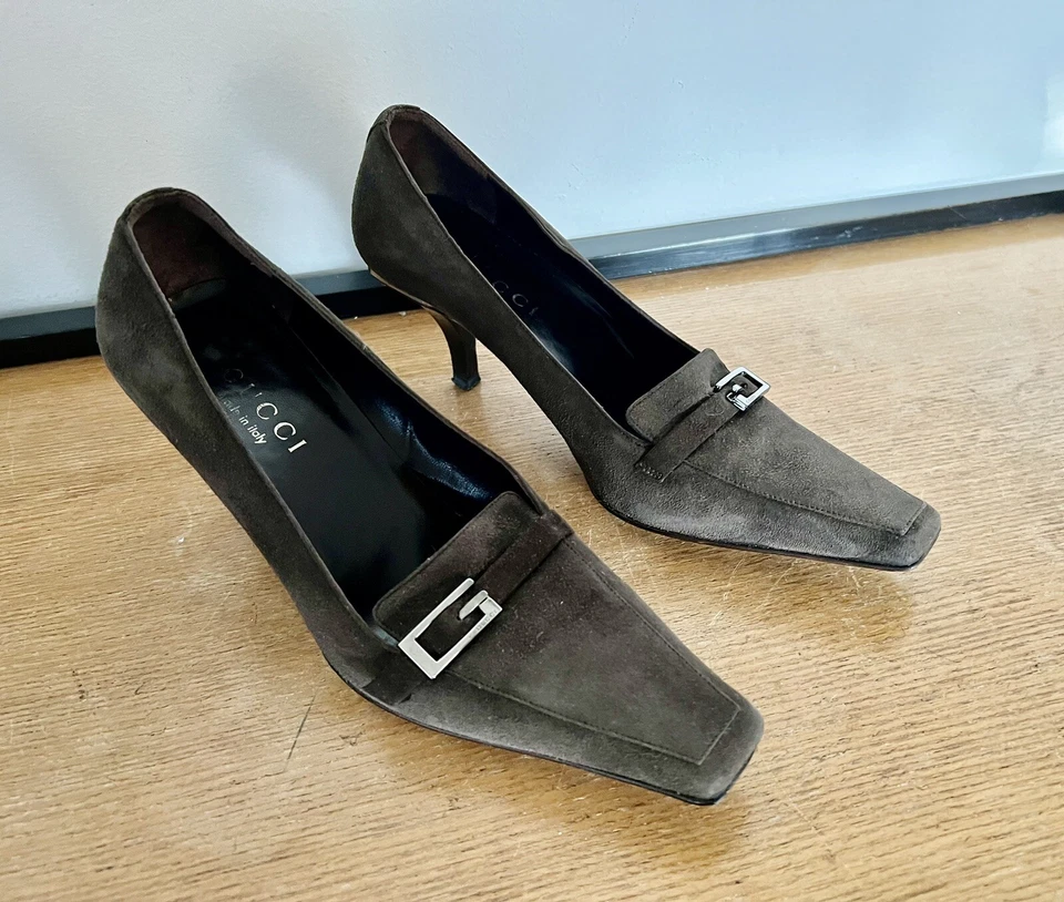 Gucci Italie chaussure Talon femme Daim Marron Taille 35,5 C IT/ 36,5 FR Mode - Photo 1/4