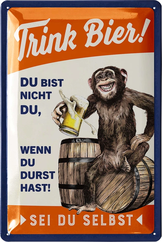 Retro Blechschild TRINK BIER Geschenk Bierliebhaber vintage Metallschild 20x30cm