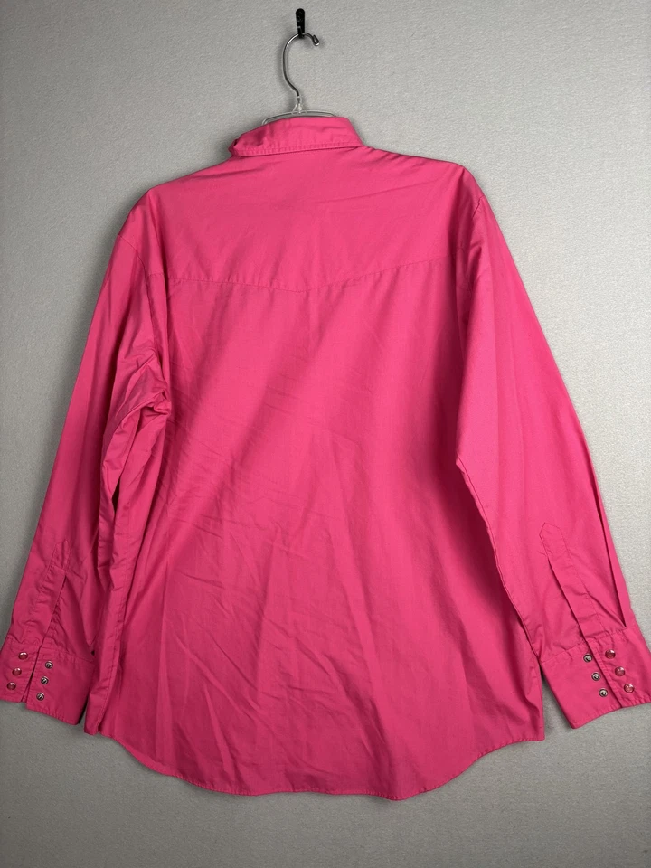 Camisa Ely Cattleman Para Hombres 17 35 Rosa Perla Occidental A Presión Manga Larga Vaquero Rodeo Foto 3 de 4