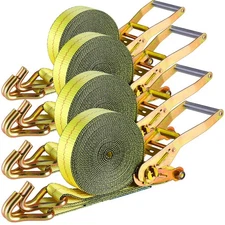 TLGREEN 4 Pack 2 in x 27 FT Double J Hook Ratchet Straps 11,000 lbs Break Str...