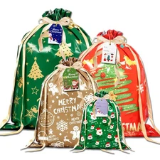 Christmas Drawstring Gift Bags, 20pcs Holiday Gift Wrap Bags, Assorted Sizes ...