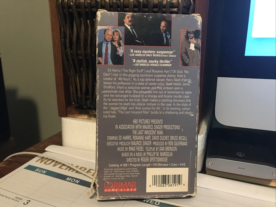 The Last Innocent Man VHS 1987 TV Movie Rare HTF Ed Harris Roxanne Hart - Image 2 of 4