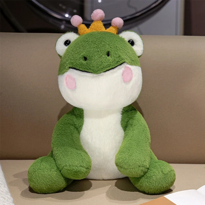 30cm Cute Green Frog Prince Plush Toy Soft Stuffed Animal Doll Birthday Gift