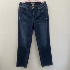 Democracy Ab Technology Straight Leg Distressed Hem Jeans Stretch Waistband SZ 6