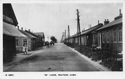 POSTKARTE WILTS BULFORD CAMP '' B '' LINIEN ANIMIERTE SZENE RPPC