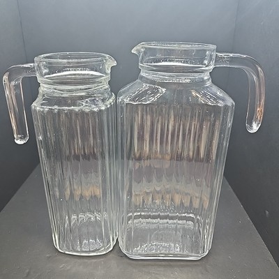 2 ARC International Luminarc Quadro Ribbed Refrigerator Water Pitcher Jug France