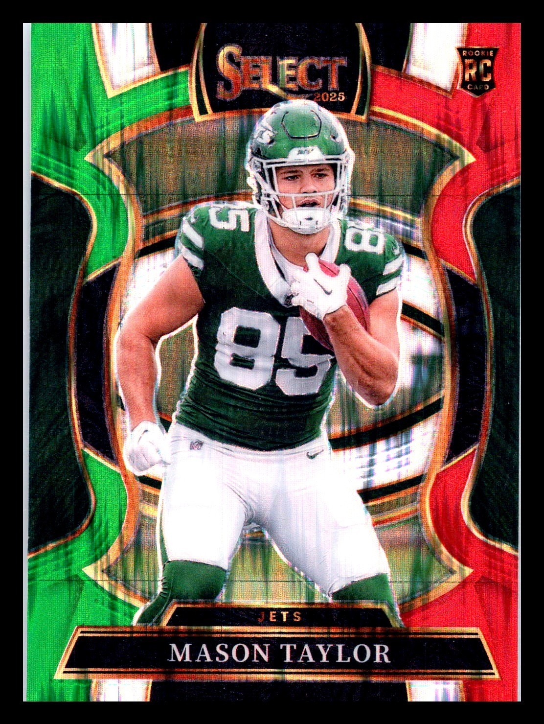 2025 Panini Select Mason Taylor #76 RC Rookie Green & Red Shock New York Jets
