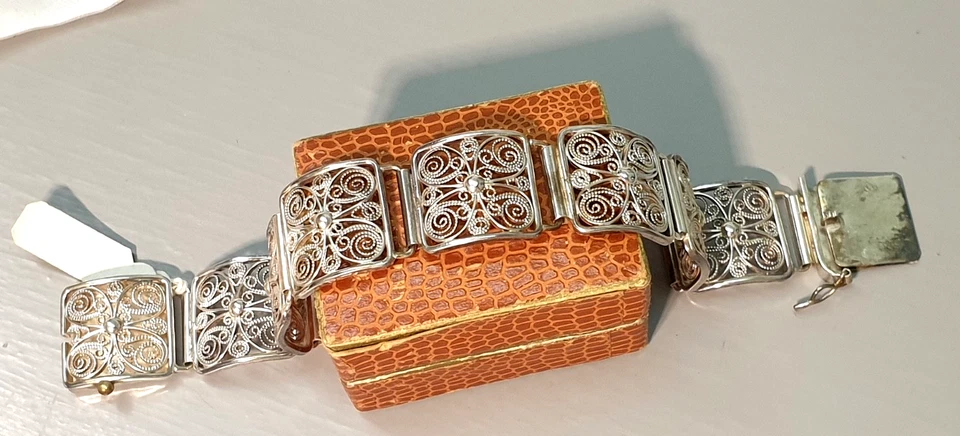 Antikes 835 Silber Armband Friesenschmuck Handarbeit um 1930 - 19,5 cm / 2 cm - Bild 3 von 4