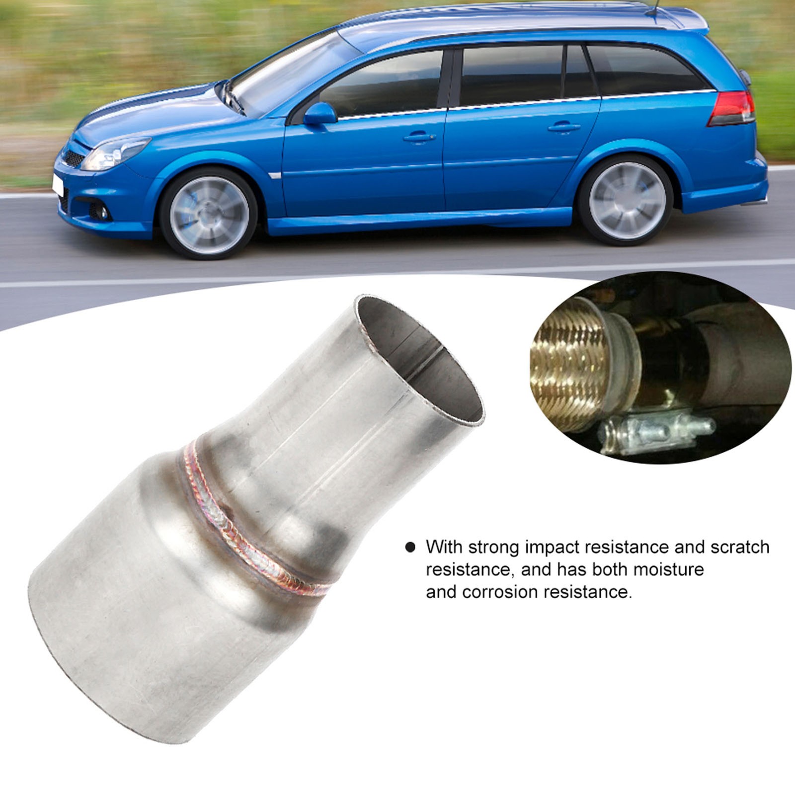 2.5in To 1.75in Exhaust Reducer Connector Pipe Durable Easy To Use For Car Lover