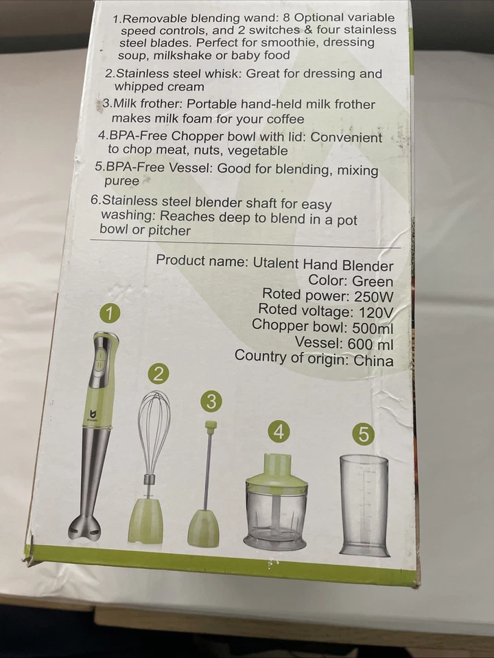 Batidora de mano Utalent verde perfecta para batidos espumador de leche batidora crema Foto 2 de 3