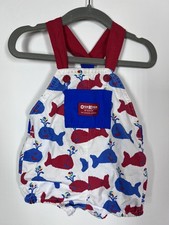 Vintage OshKosh B Gosh Whale Bubble Romper 12M USA Cotton 90s Shorteralls