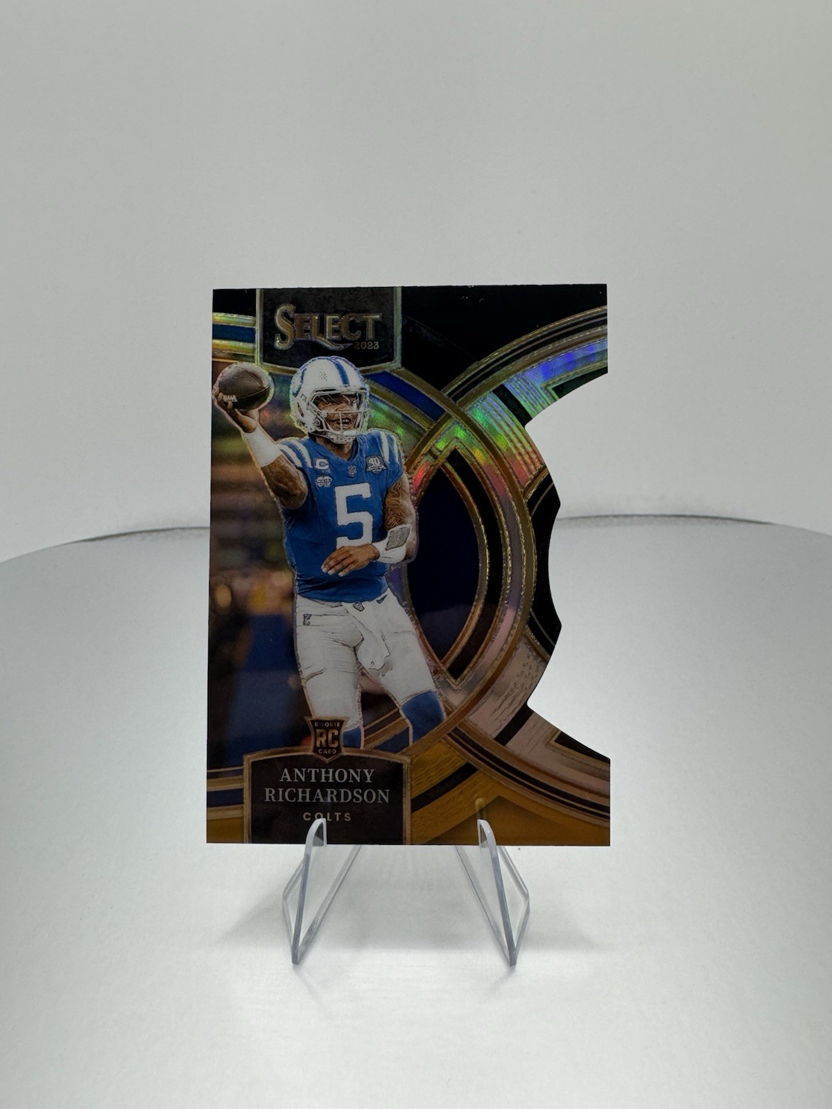 2023 Panini Select Premier Level Anthony Richardson 117 Black Gold Prizm Die-Cut