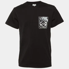 Loewe Black Cotton Anagram Fake Pocket TShirt L