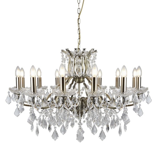 Kronleuchter Pendelleuchte Kristall Ø 88Cm In Messing Antik 12X E14 Schlafzimmer-image