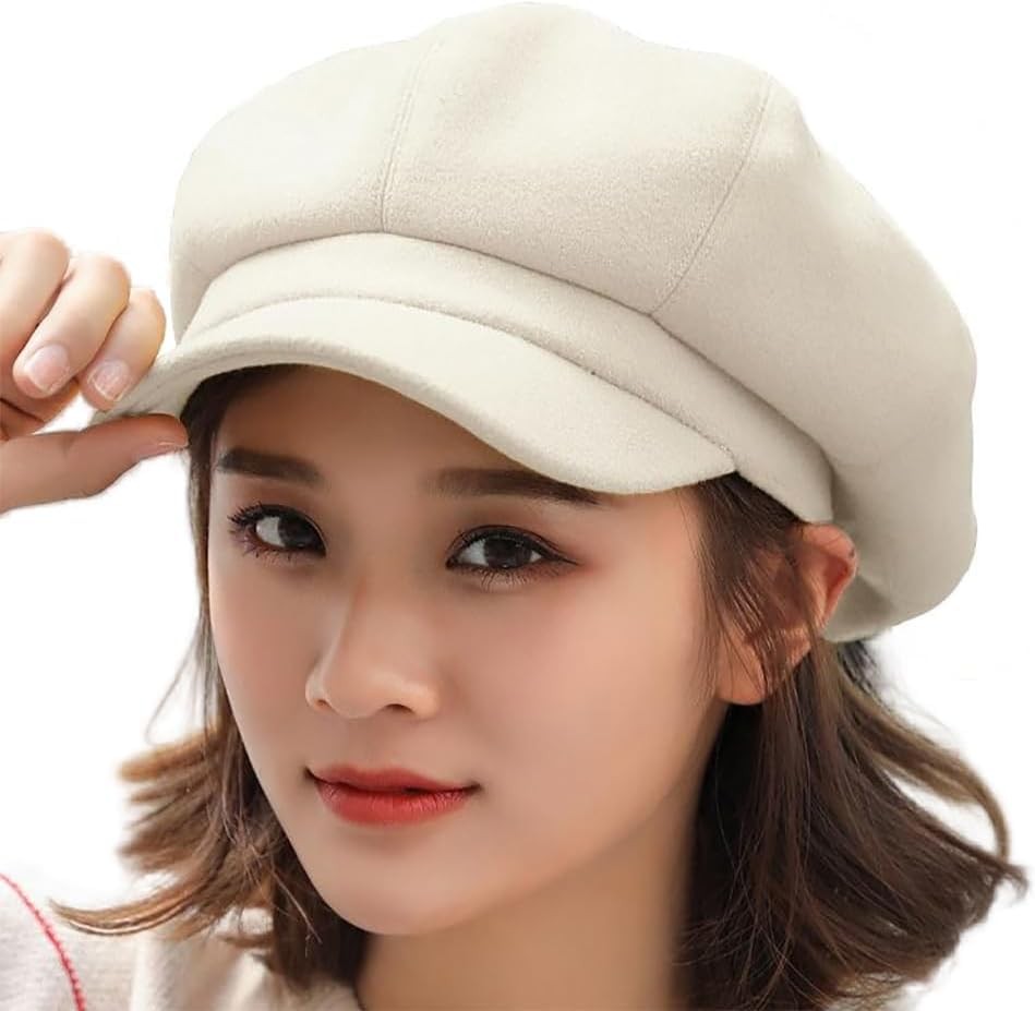 Women's Panel Wool-Blend Newsboy Cap Winter Cabbie Beret Gatsby