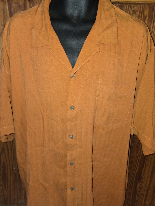 Tommy Bahama Men's XXL Orange Silk Camp Shirt Button Up 