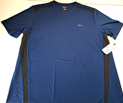 #ad Greg Norman For Tasso Elba Performance Shirt Shark Logo NEW w Tags Blue Golf $18.00