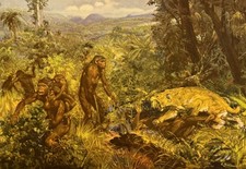 PITHECANTHROPUS AND NATURE or Java Man By Z Burian 1960 VF 9 1/2 x 13 1/4" sheet