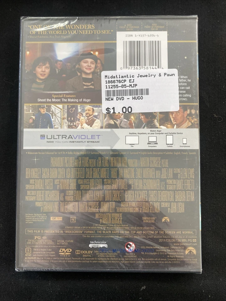 Hugo (DVD, 2011, Widescreen) NEW FREE SHIP - Image 2 of 2