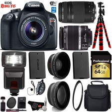 Canon EOS Rebel T6 DSLR Camera 18-55mm Lens  75-300mm Lens Starter Combo