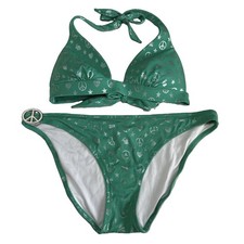Vintage Y2K Victoria s Secret Green Rare Peace Bunny Print Bikini Size M / L