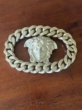 Vintage Versace Medusa Belt Buckle Unisex Chain Link Silver Color Made In Italy