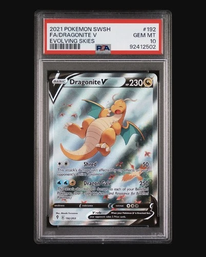 Pokémon PSA 10 Dragonite V 192/203 Evolving Skies Alt  Art (Sword & Shield)