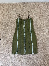 UO Urban Outfitters Roxanne Olive Green Ribbed Mini Dress Size S Cute
