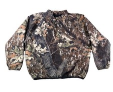 Cabela s Vintage 90s Camo Henley Fleece Pullover Jacket Made in USA Size XL