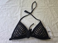 NWT Pilyq S Midnight Gold Laser Cut Out Triangle Top Bikini Black 135511
