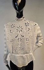 EDWARDIAN WHITE BLOUSE W EMBROIDERED EYELET DETAIL - AS ACQUIRED