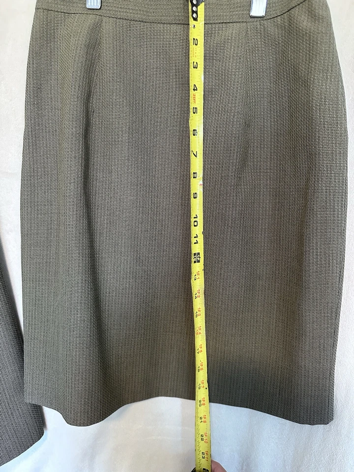 Ann Taylor лофт костюм комплект куртка юбка 6 зеленый полиэстер шерсти женщин работы маленький - Изображение 3 из 4