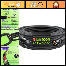 100ft XLR Cables, 20AWG Dual Shielded Microphone Cord for Studio & Live Sound