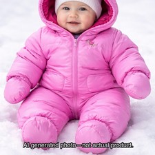 The Children  s Place Baby Girls Pink Snowsuit 3-6M Thermolite Hooded Bunting